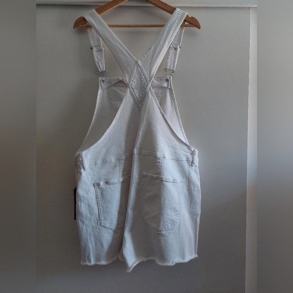 No Boundaries Y2K Relaxed Shortalls Shorts Overalls White XL 15-17 - Picture 4 of 8